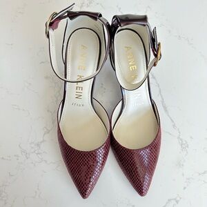 Anne Klein KNELL wine ankle strap pump